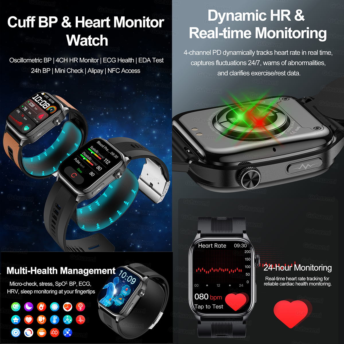 Sapphire Smartwatch AMOLED Scr - đánh giá và giá Fall Detection Watch