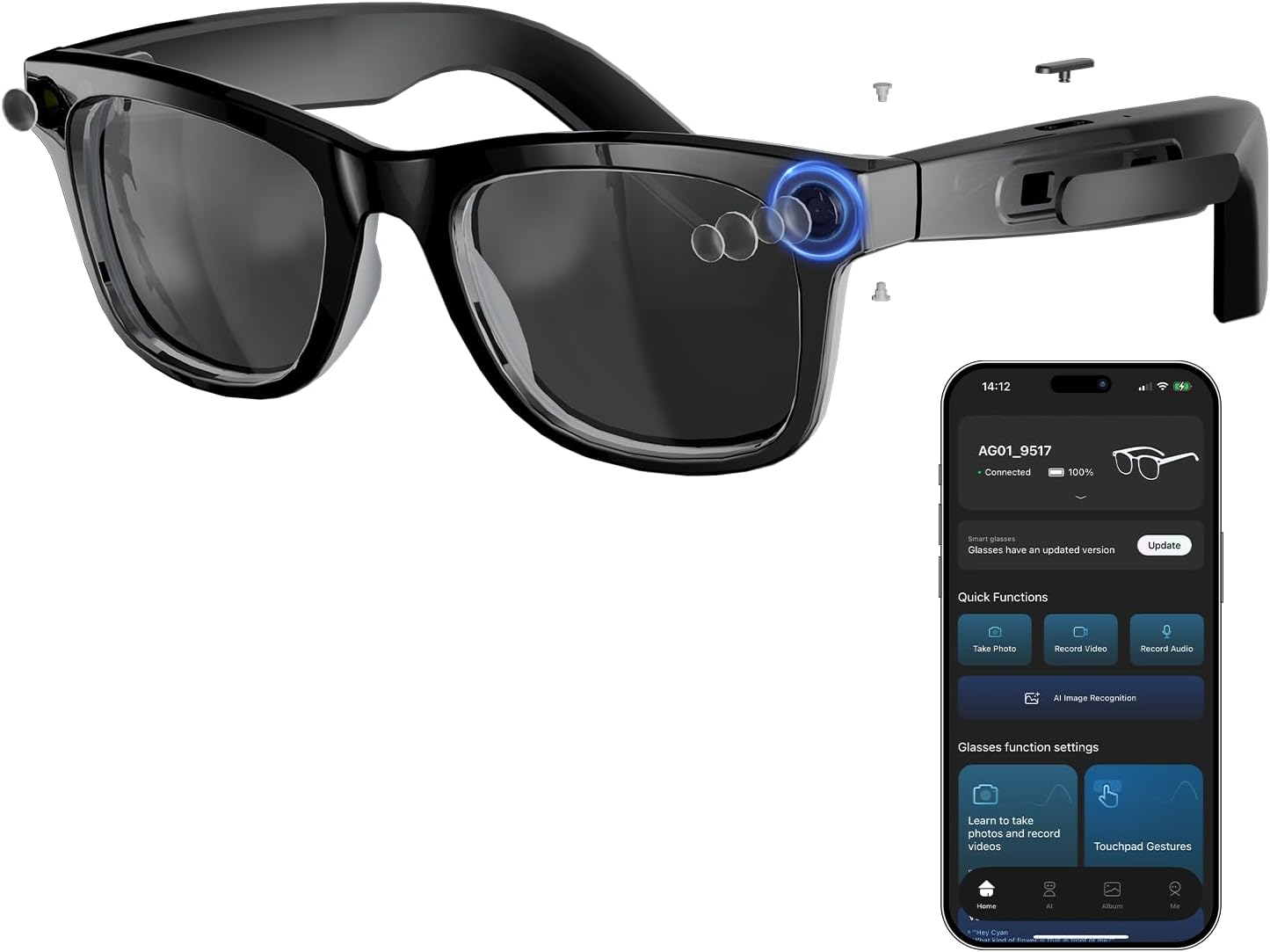 8MP AI Smart Glasses: 1080P Vi - đánh giá và giá Smart Glasses Lens