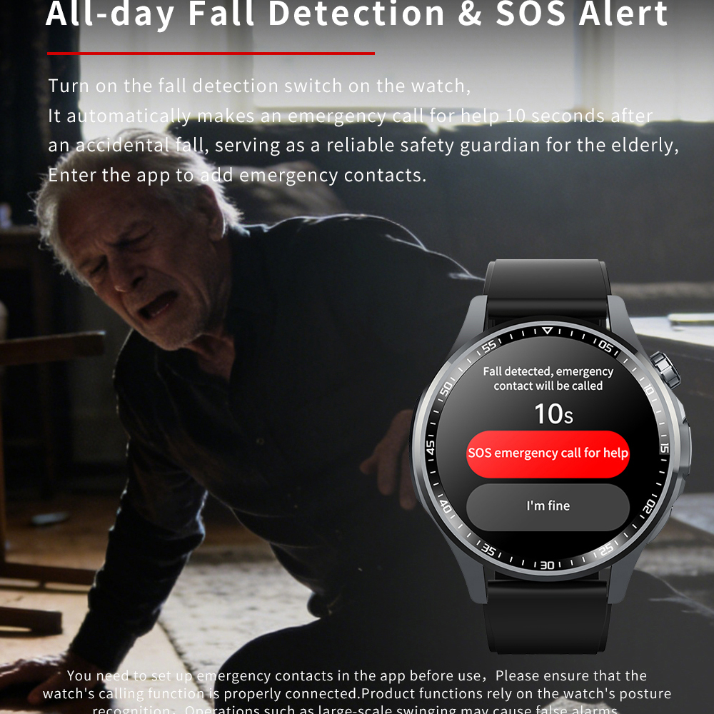 SOS Alert Heart Rate Fitness S - đánh giá và giá Fall Detection Watch