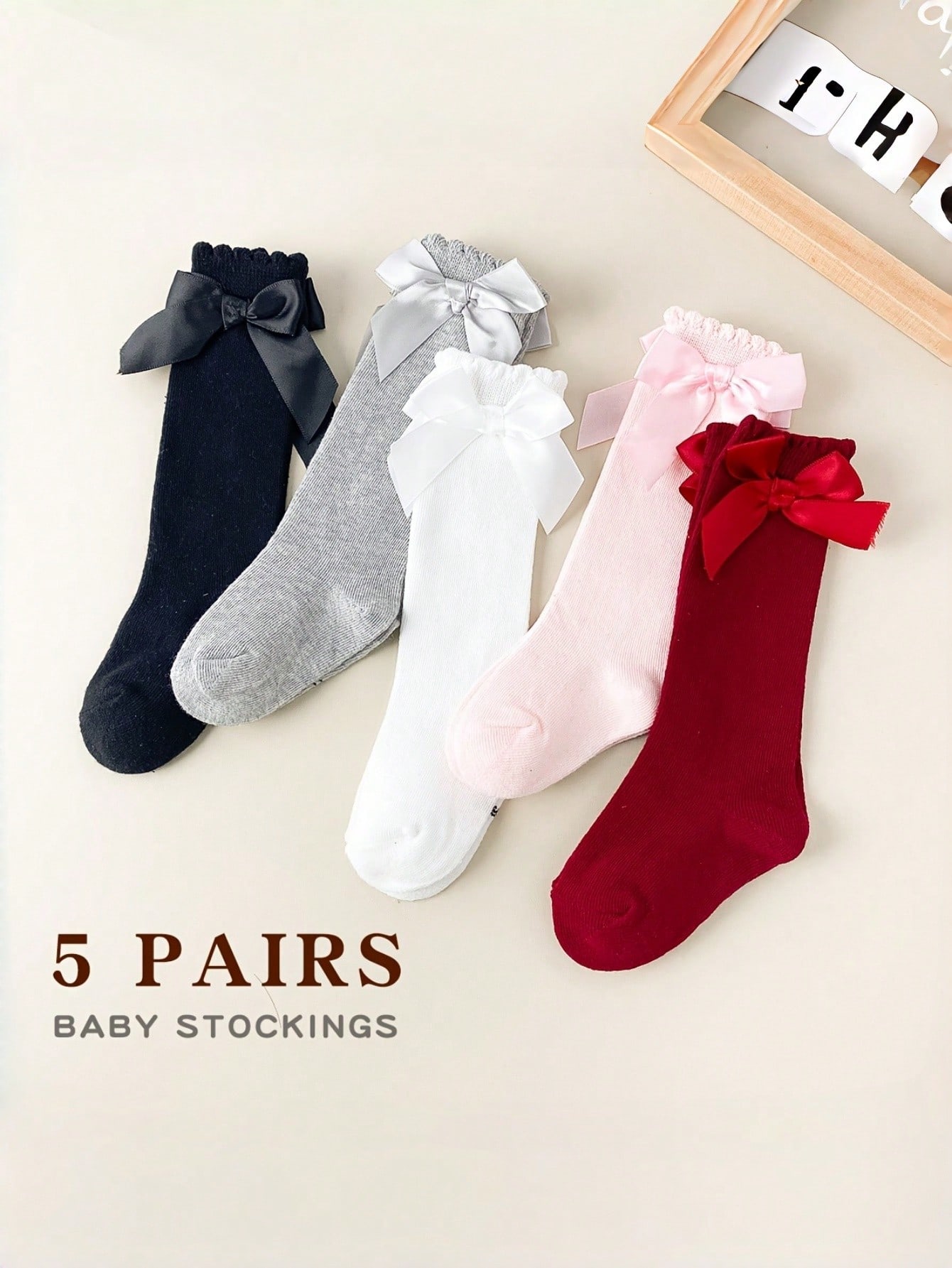 1/5 Pairs Baby Girls Bow Knee  - đánh giá và giá Baby Sock Oximeter
