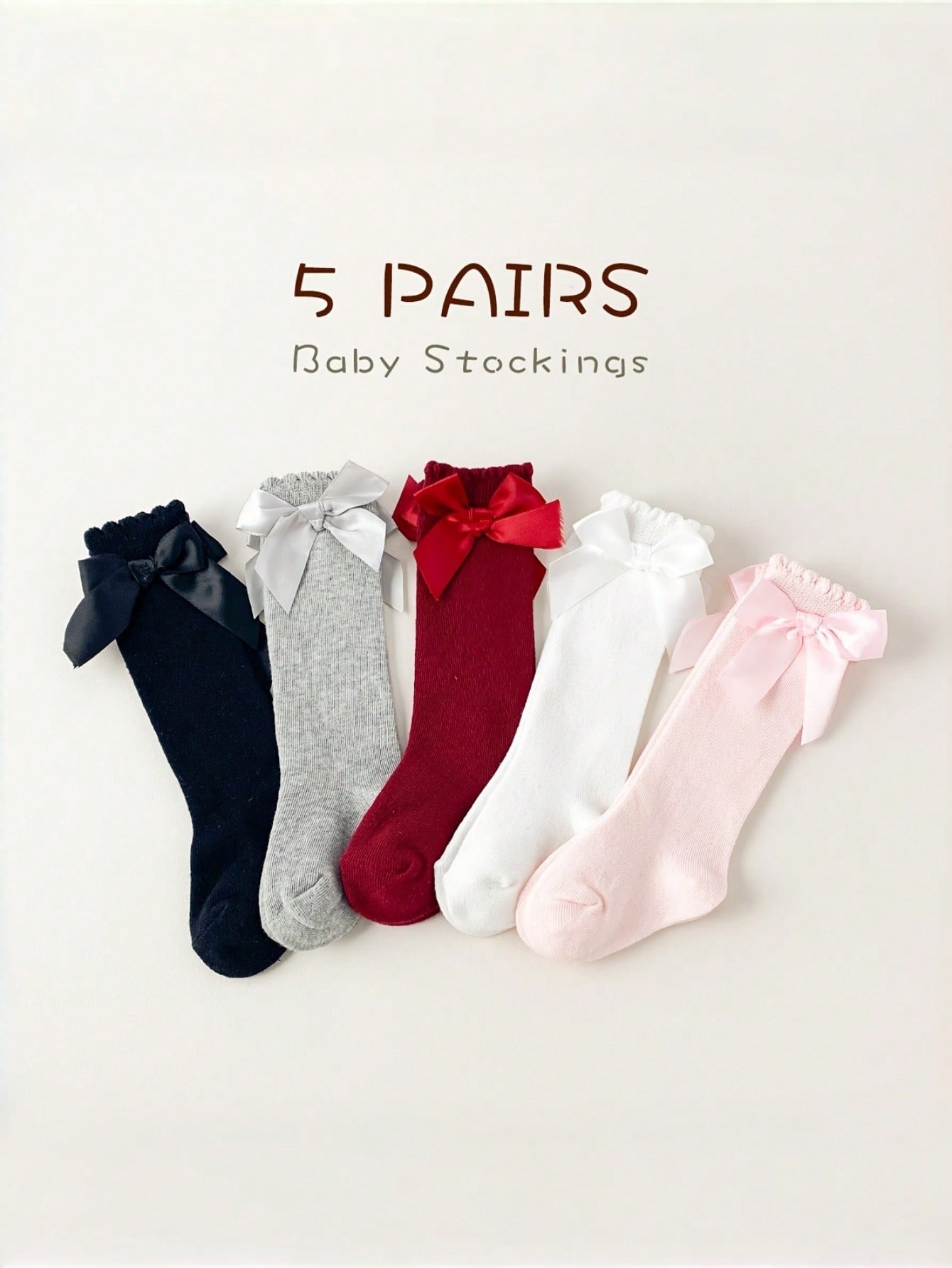 1/5 Pairs Baby Girls Bow Knee  - đánh giá và giá Baby Sock Oximeter